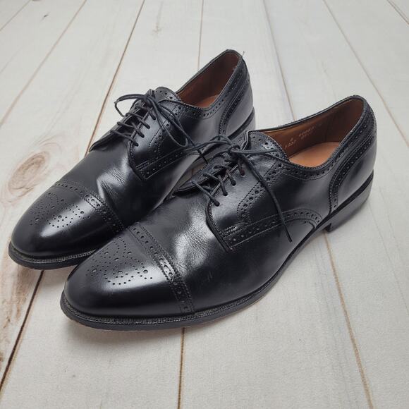 Allen Edmonds Sanford black leather oxford cap toe derby dress shoes lace up 14